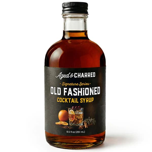 Aged & Charred Old Fashioned cocktail syrup bottle