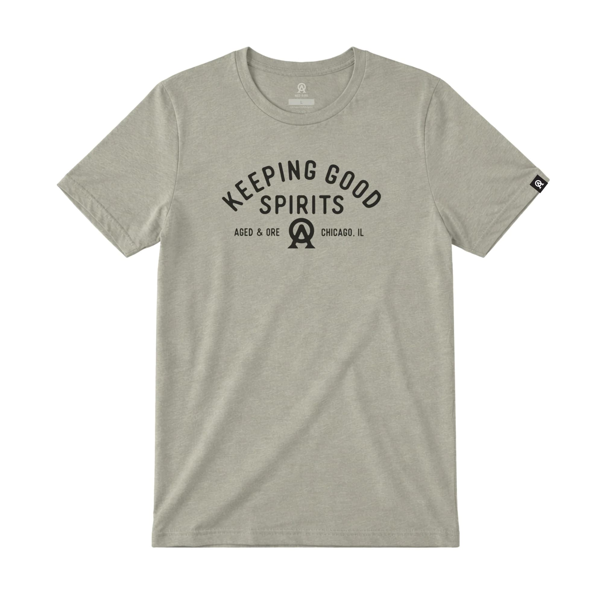 Aged & Ore Keeping Good Spirits Chicago t-shirt in stone gray