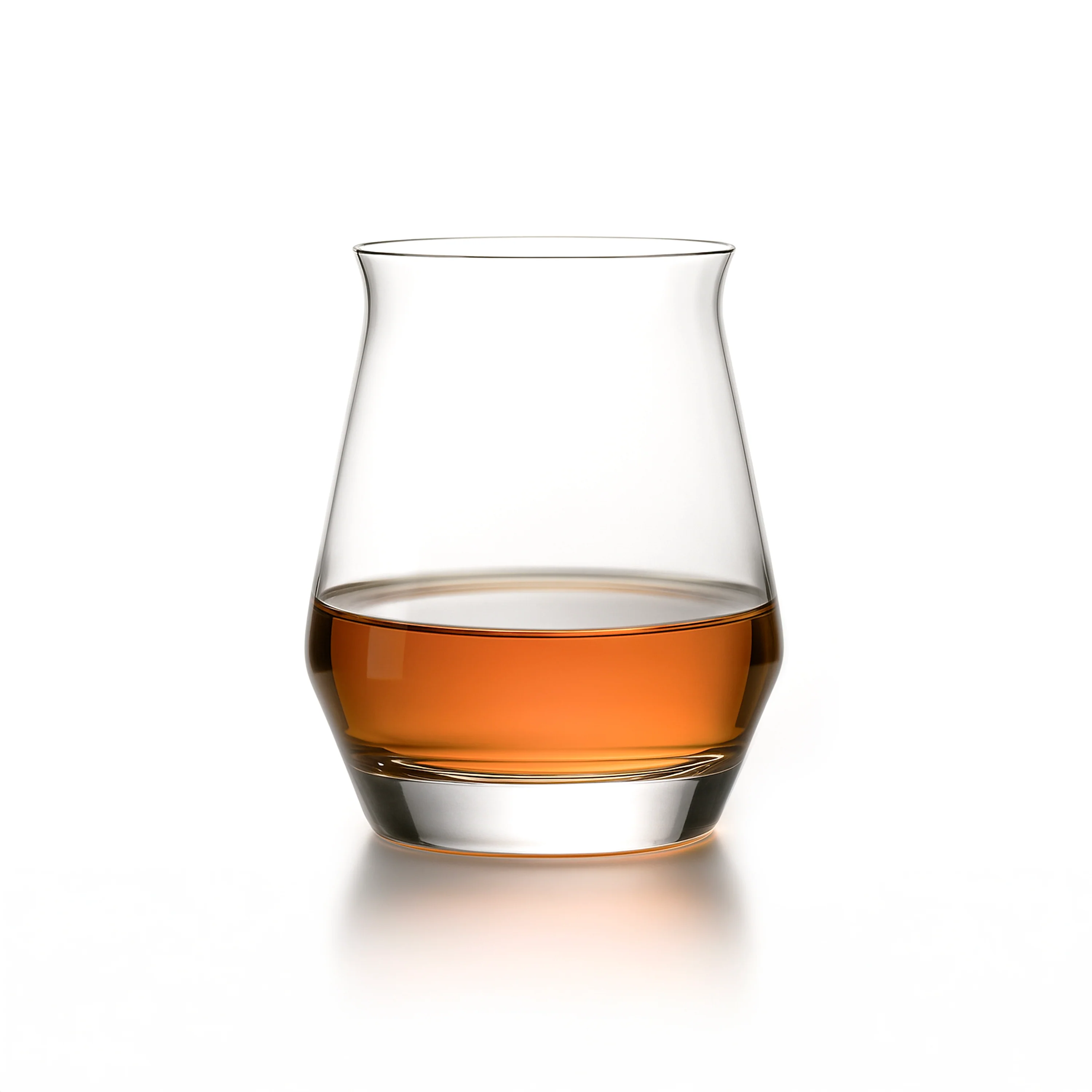 Aged & Ore Neat Glass, a hand-blown crystal whiskey glass with a narrowed mouth