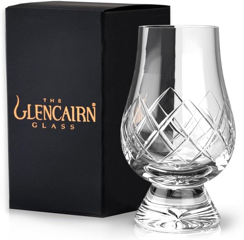 Premium Glencairn whisky glass presented in a branded gift carton