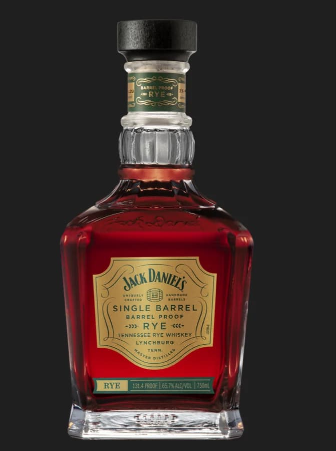 Bottle of Jack Daniel's Single Barrel Barrel Proof Tennessee Rye Whiskey